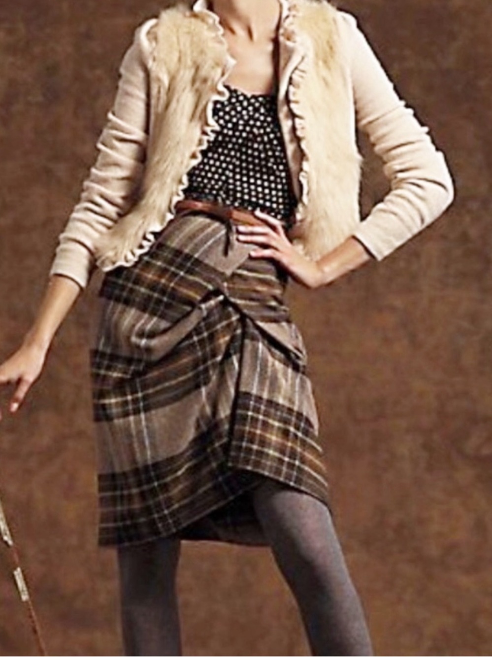 Anthropologie Cartonnier Made To Measure Plaid Wool Skirt 8